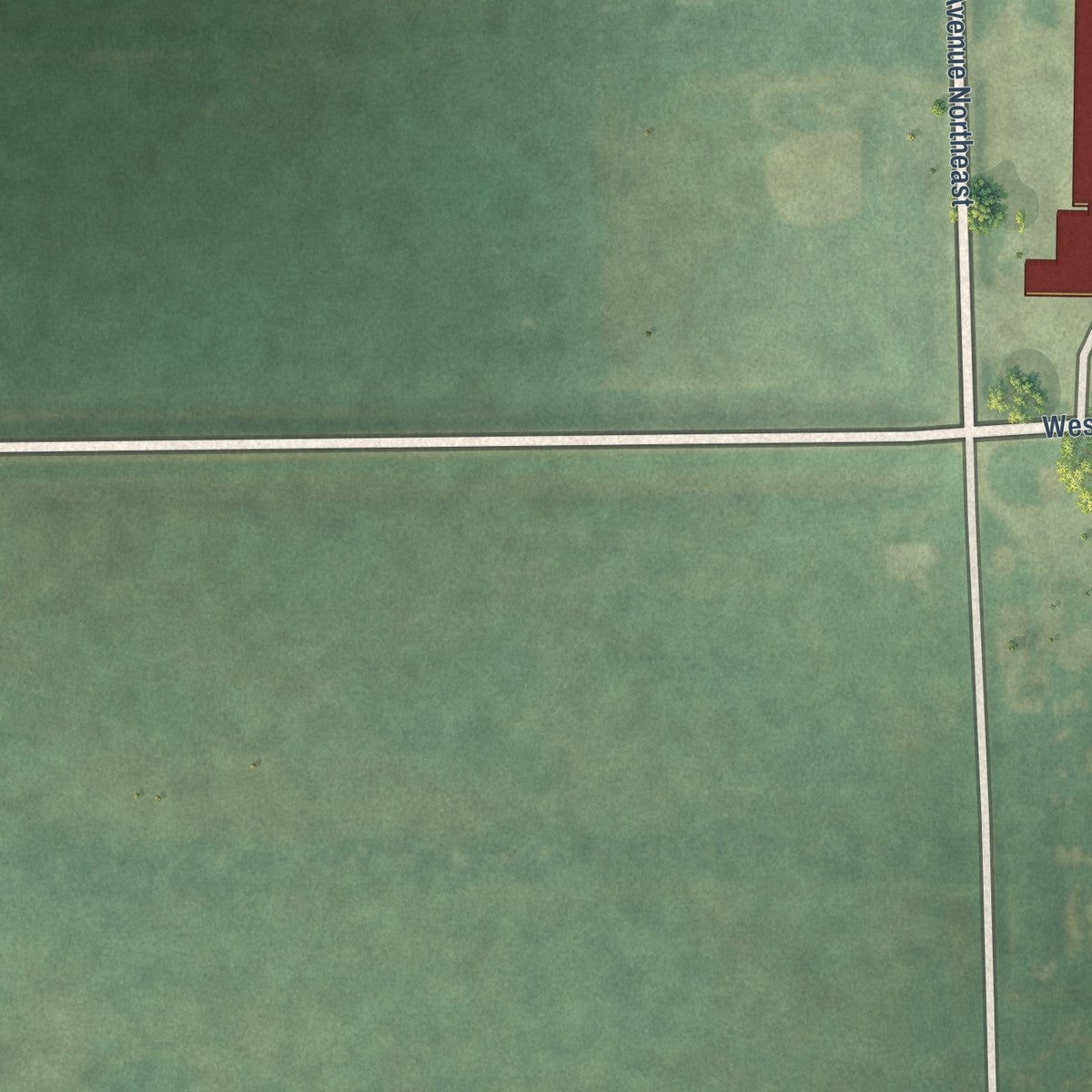 Second close-up of the map of Binford, North Dakota print showing more streets and buildings