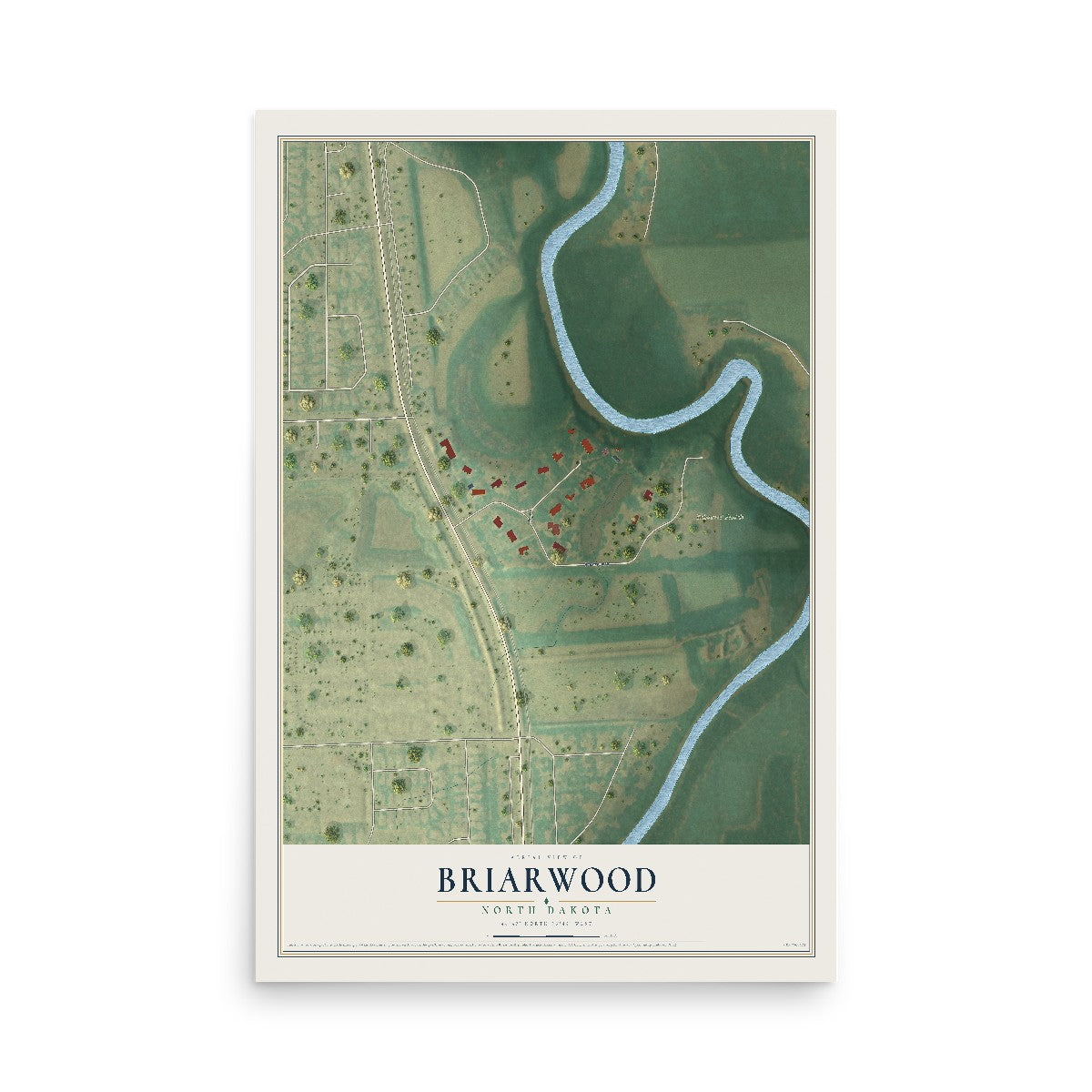 Map of Briarwood, North Dakota, 12 x 18 inch unframed archival matte print