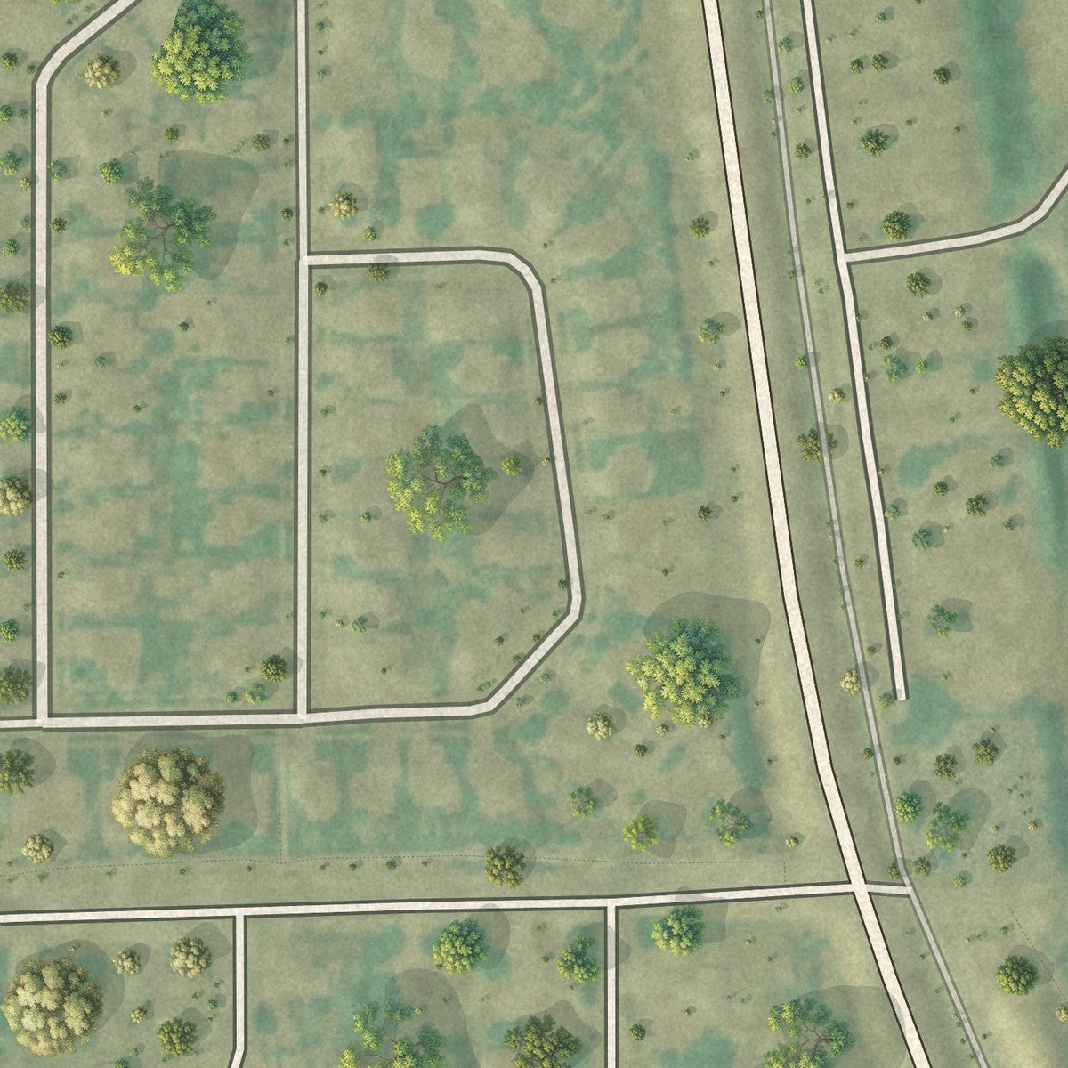 Close-up of the map of Briarwood, North Dakota print showing street and building detail
