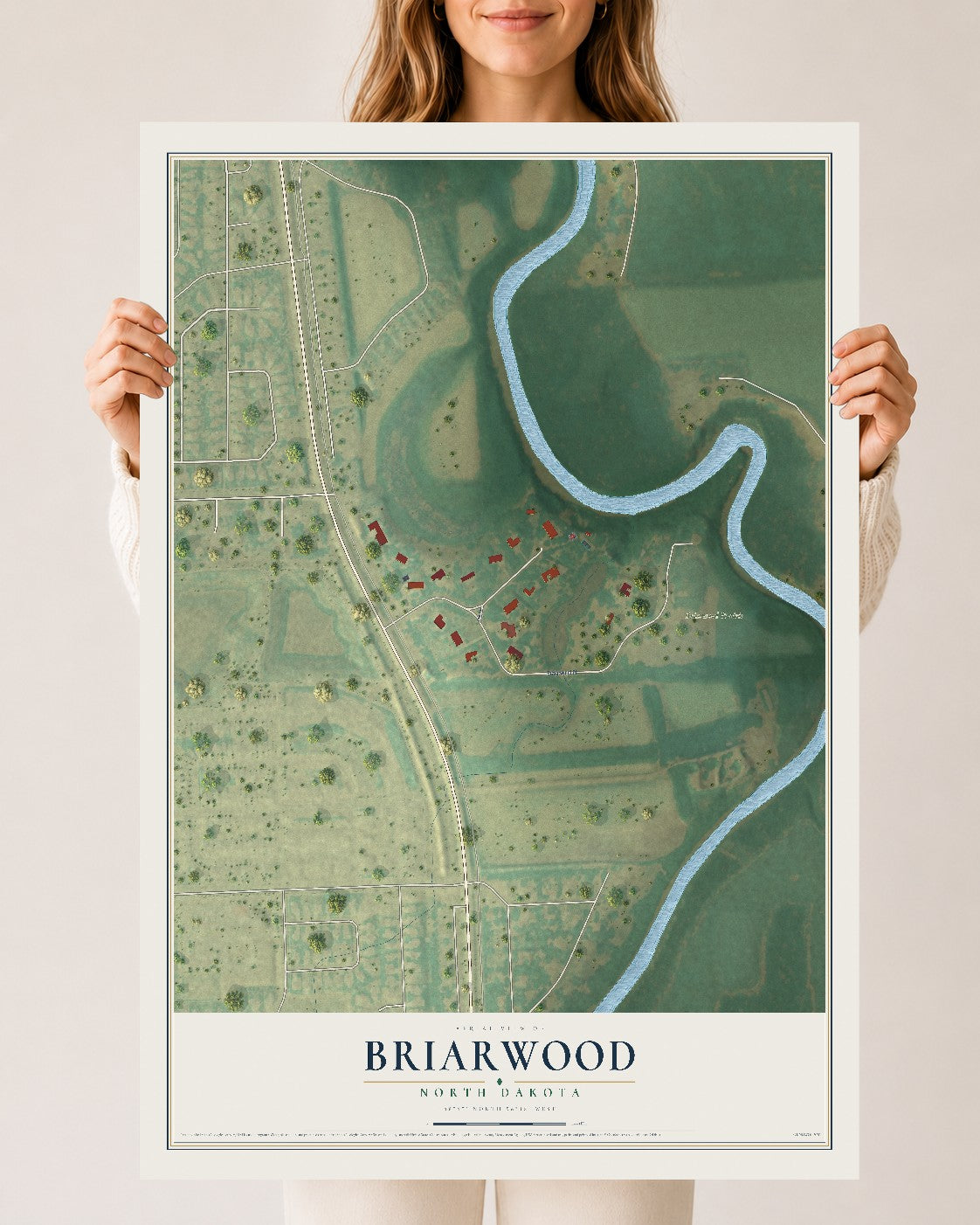Map of Briarwood, North Dakota, 24 x 36 inch unframed archival matte print