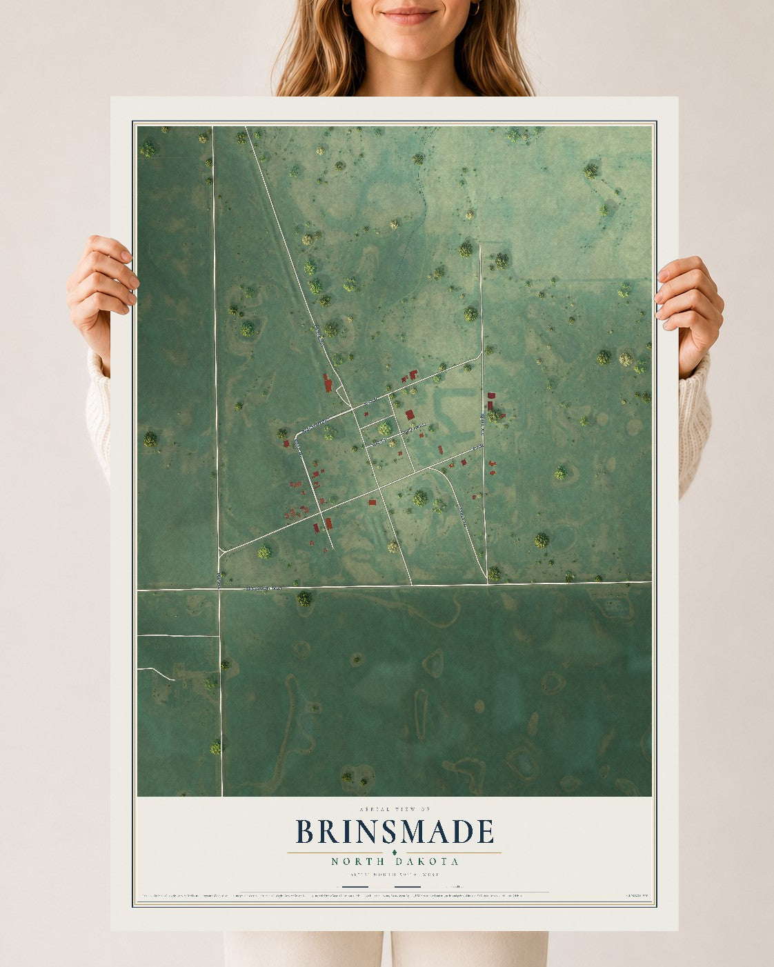 Map of Brinsmade, North Dakota, 24 x 36 inch unframed archival matte print