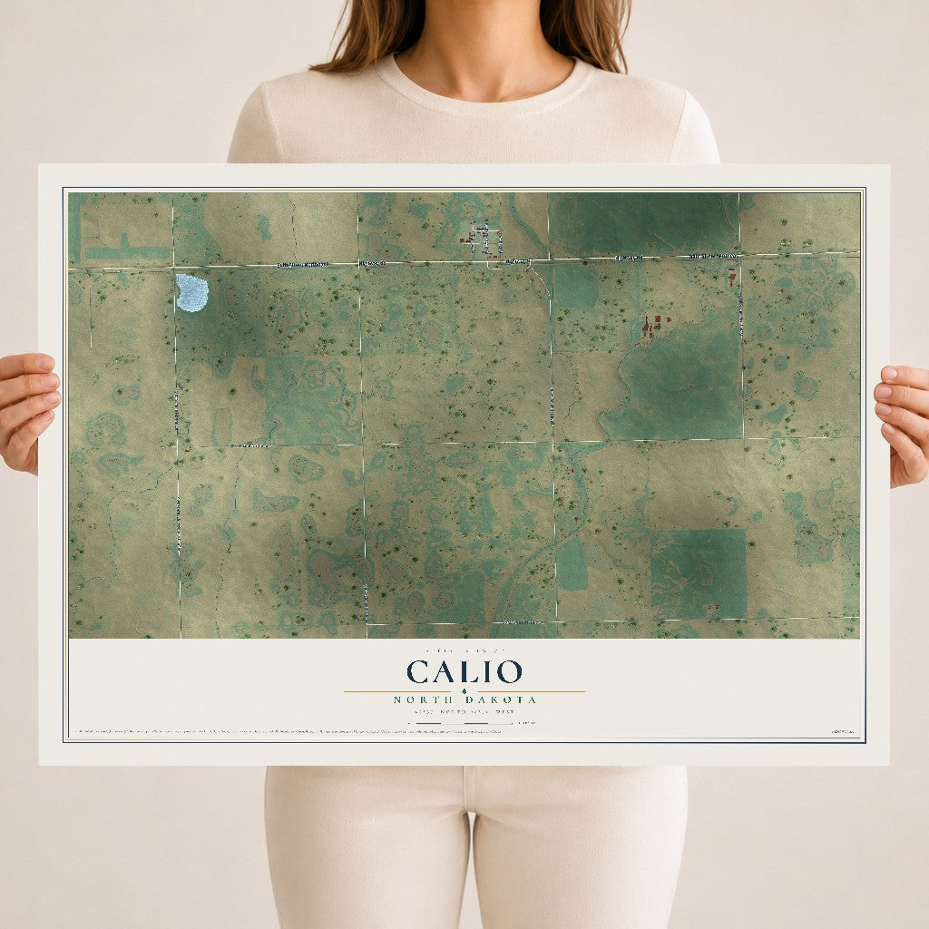 Map of Calio, North Dakota, 18 x 24 inch unframed archival matte print