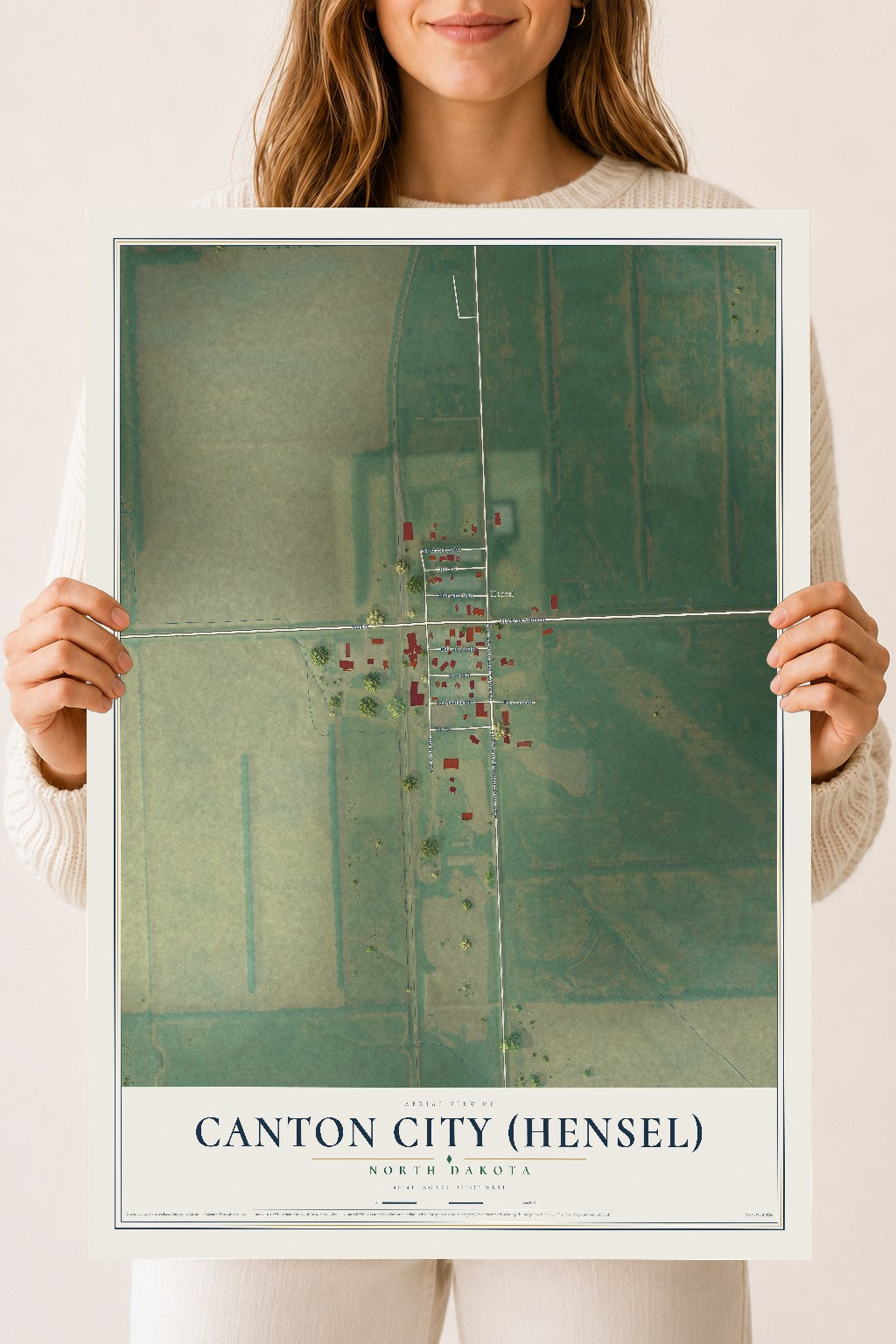 Map of Canton City (Hensel), North Dakota, 18 x 24 inch unframed archival matte print