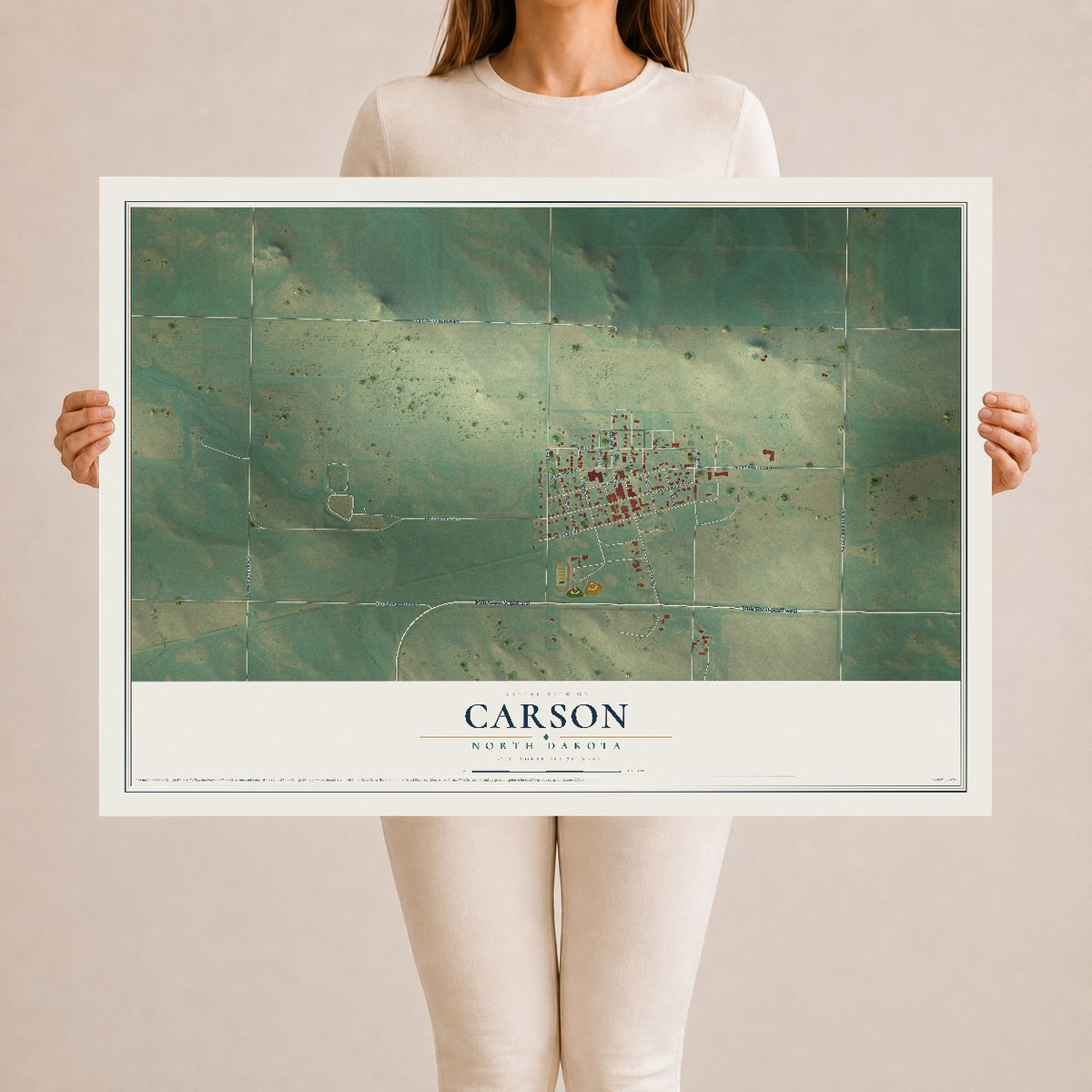 Map of Carson, North Dakota, 24 x 36 inch unframed archival matte print