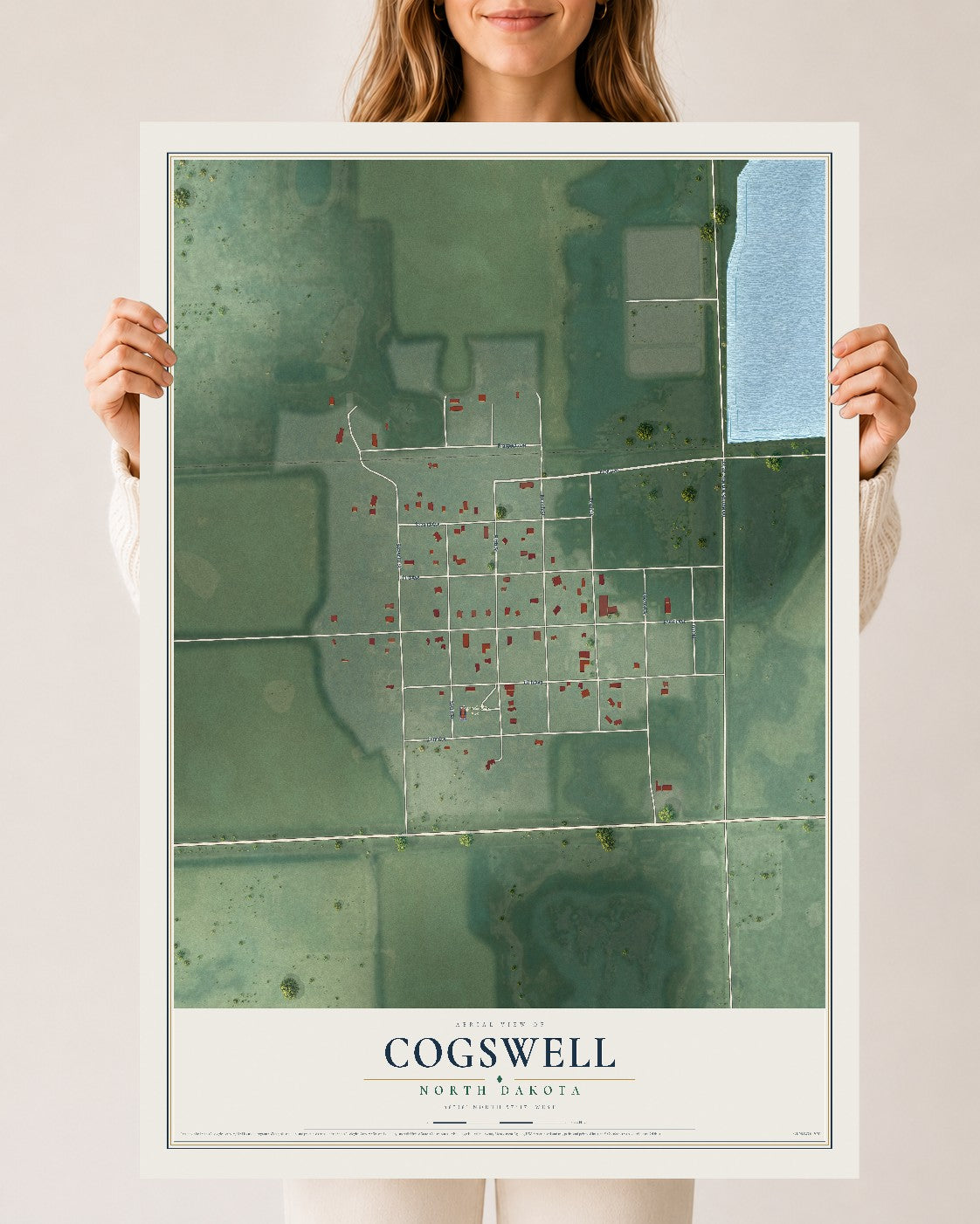 Map of Cogswell, North Dakota, 24 x 36 inch unframed archival matte print