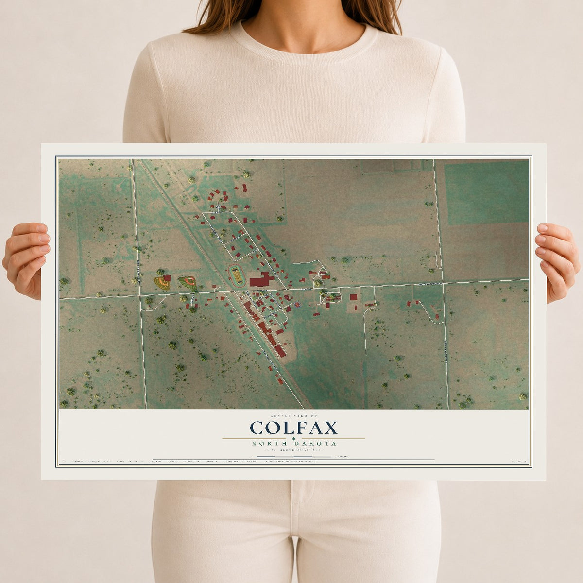 Map of Colfax, North Dakota, 12 x 18 inch unframed archival matte print