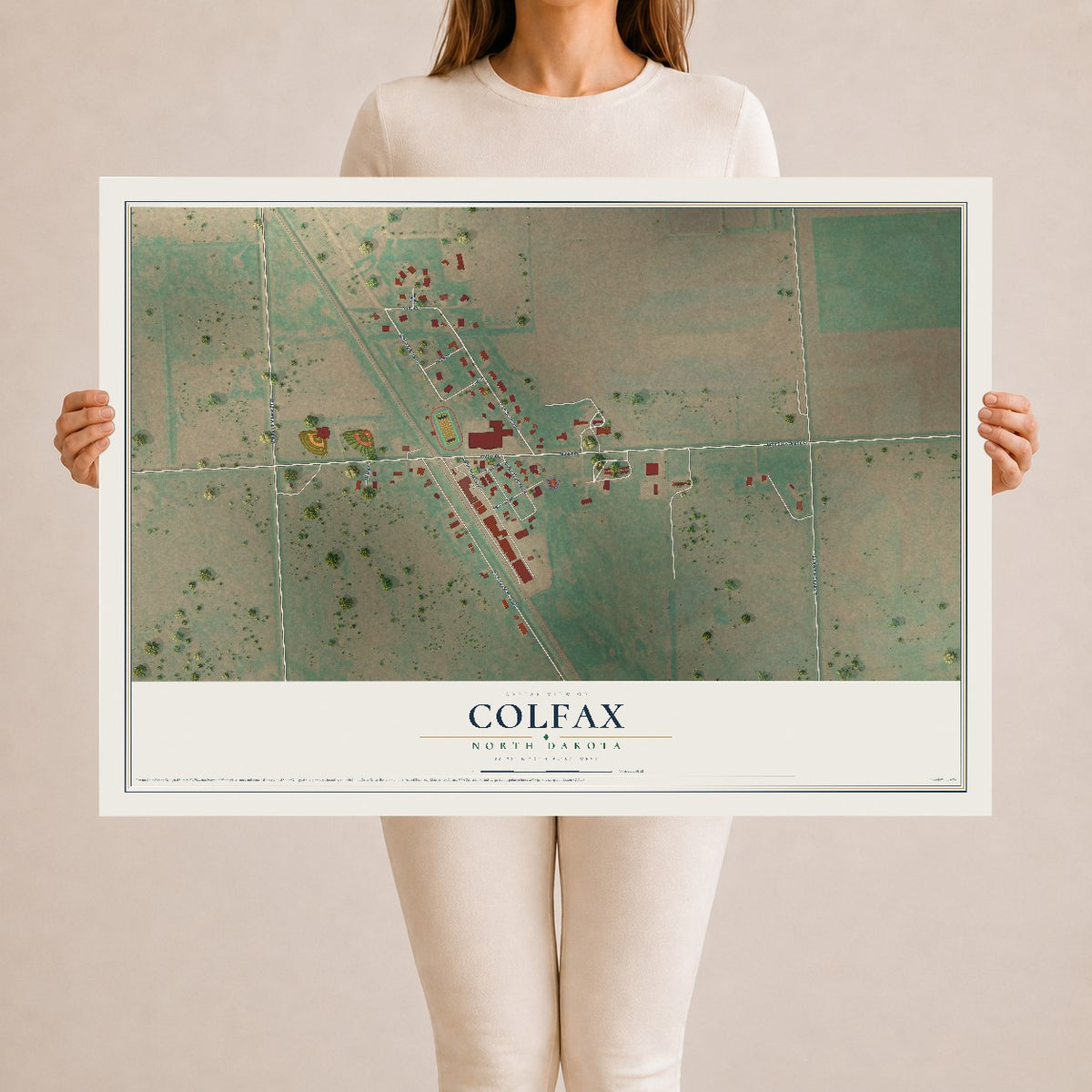 Map of Colfax, North Dakota, 24 x 36 inch unframed archival matte print