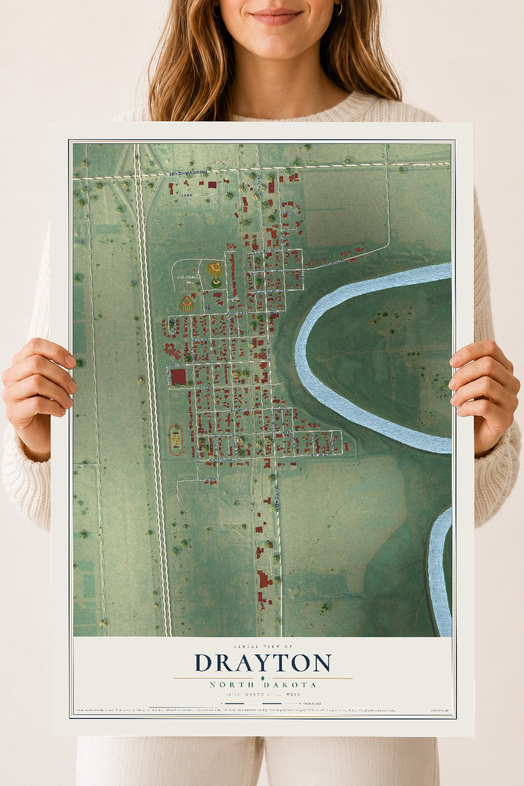 Map of Drayton, North Dakota, 18 x 24 inch unframed archival matte print
