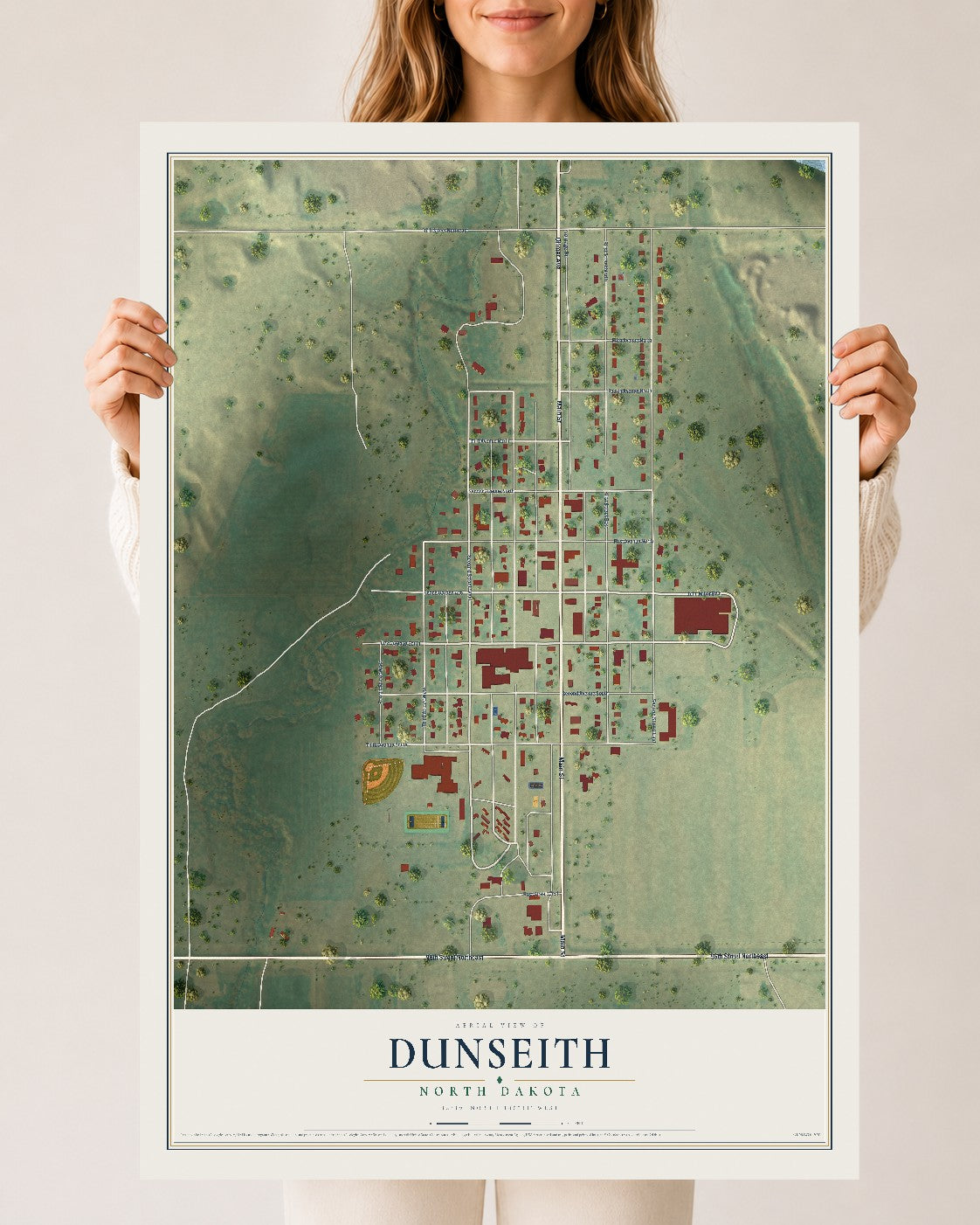 Map of Dunseith, North Dakota, 24 x 36 inch unframed archival matte print