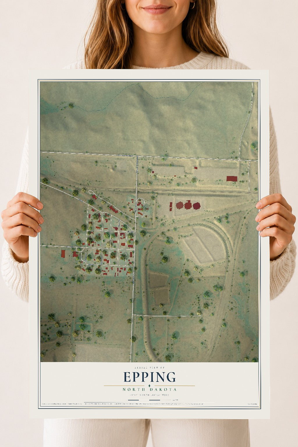 Map of Epping, North Dakota, 18 x 24 inch unframed archival matte print