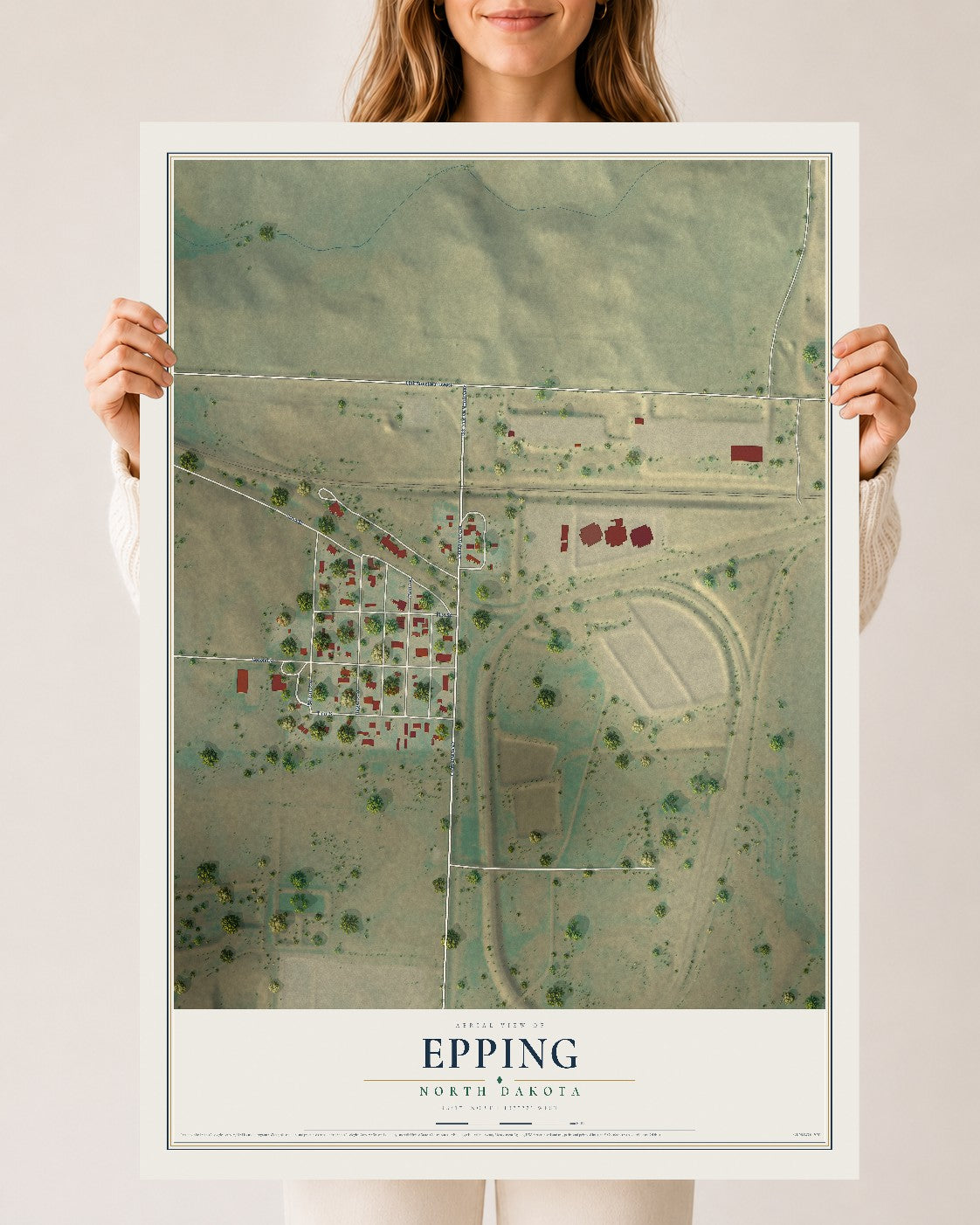 Map of Epping, North Dakota, 24 x 36 inch unframed archival matte print