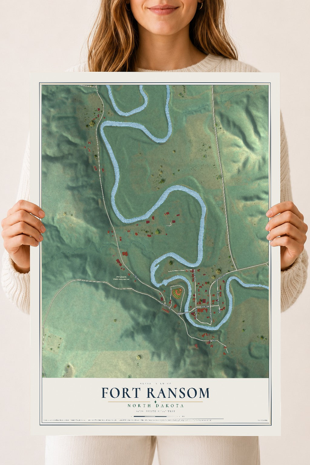 Map of Fort Ransom, North Dakota, 18 x 24 inch unframed archival matte print