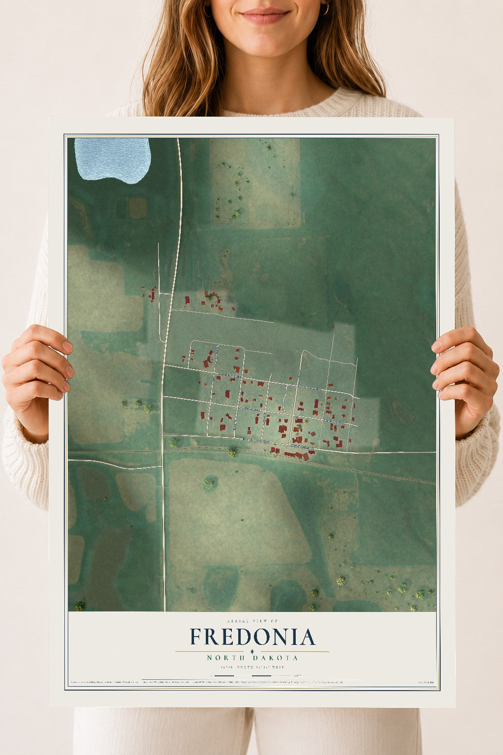 Map of Fredonia, North Dakota, 18 x 24 inch unframed archival matte print