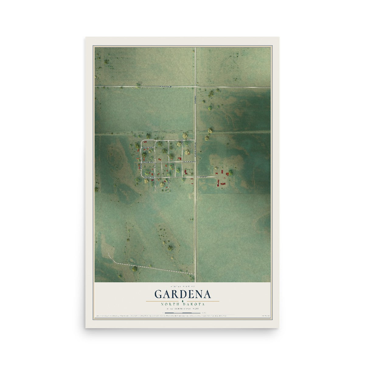 Map of Gardena, North Dakota, 12 x 18 inch unframed archival matte print
