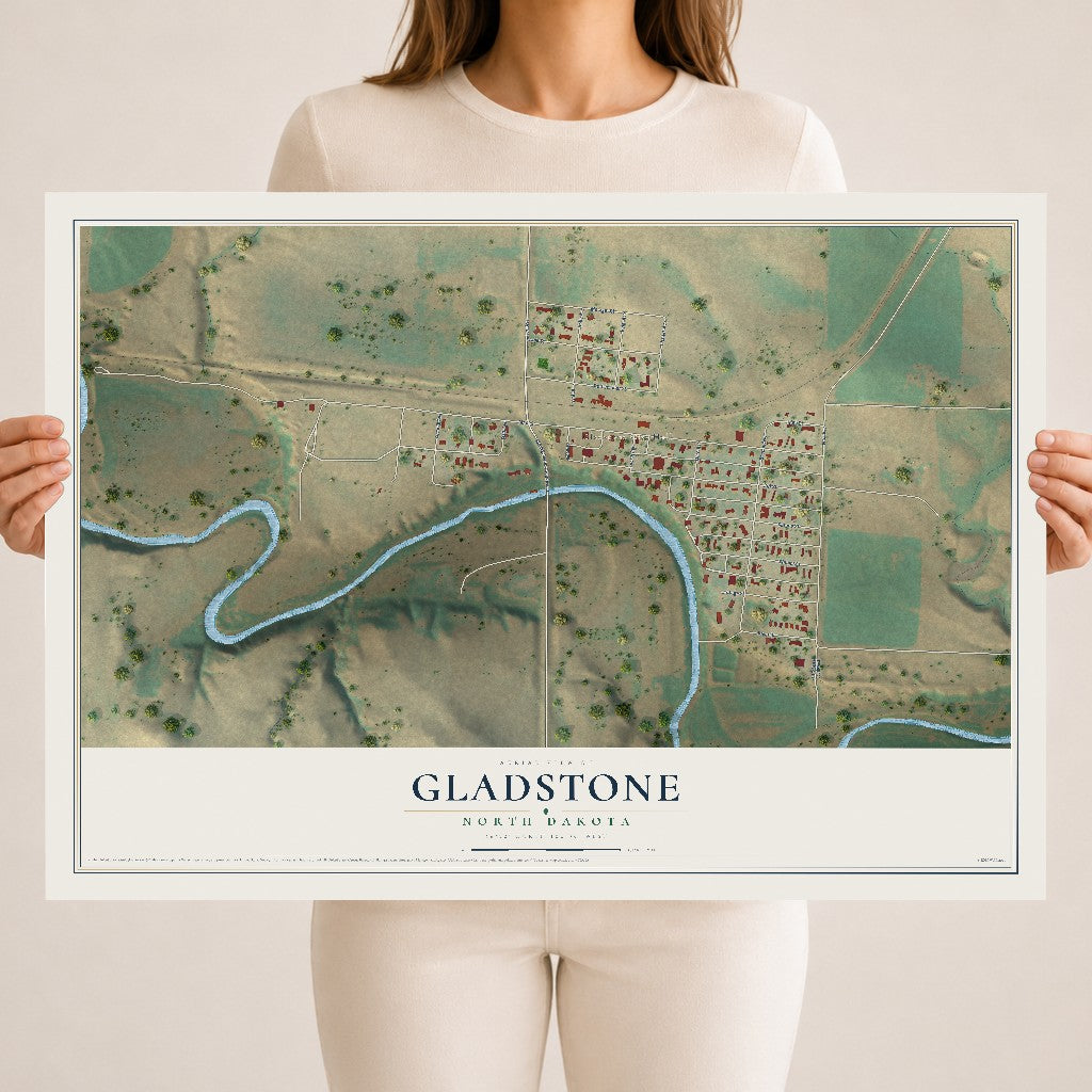 Map of Gladstone, North Dakota, 18 x 24 inch unframed archival matte print