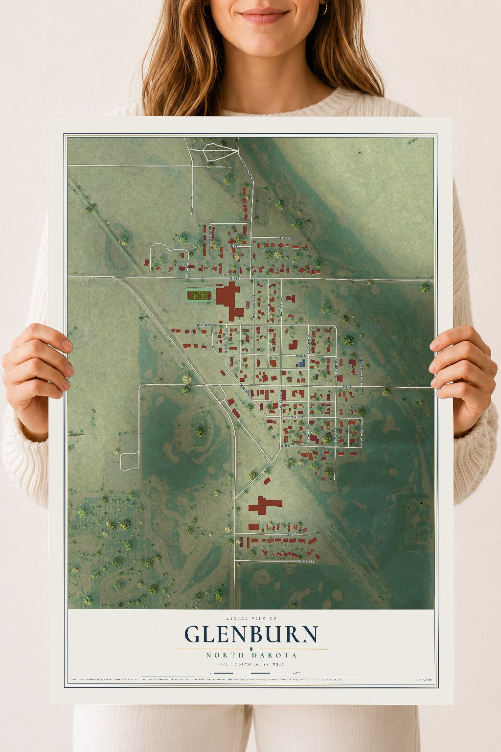 Map of Glenburn, North Dakota, 18 x 24 inch unframed archival matte print