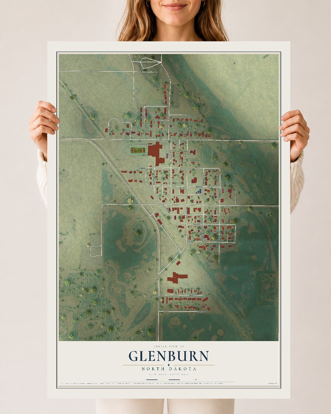Map of Glenburn, North Dakota, 24 x 36 inch unframed archival matte print