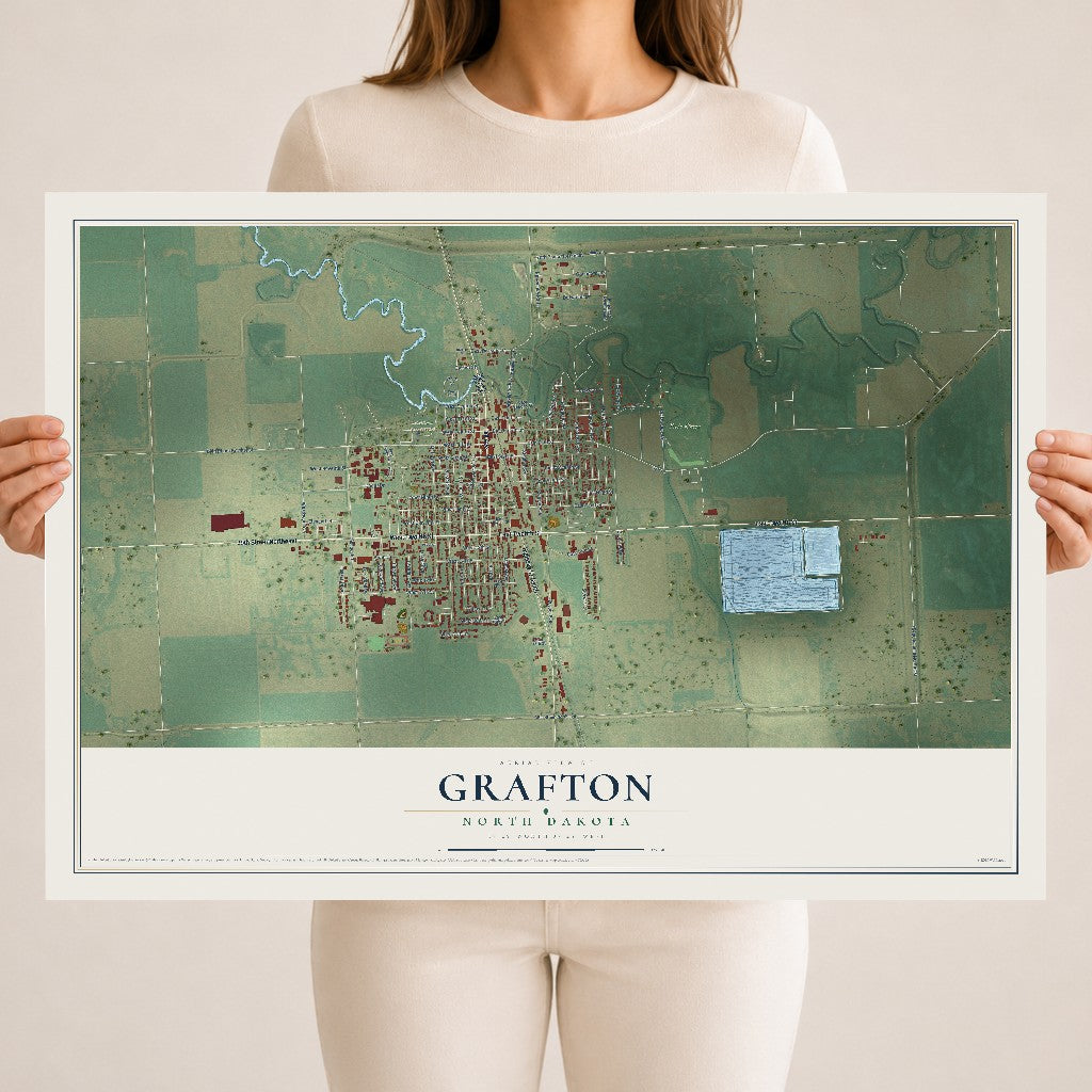 Map of Grafton, North Dakota, 18 x 24 inch unframed archival matte print