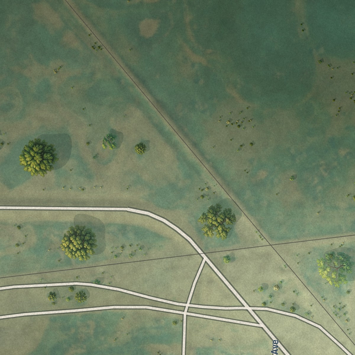 Second close-up of the map of Lansford, North Dakota print showing more streets and buildings