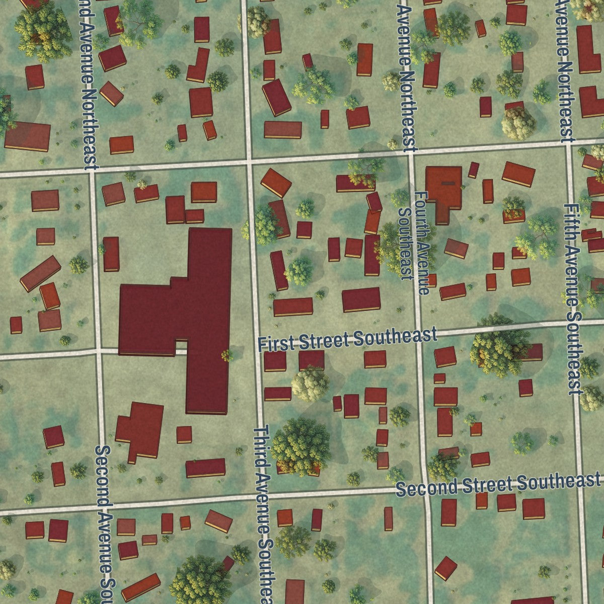 Second close-up of the map of Lidgerwood, North Dakota print showing more streets and buildings