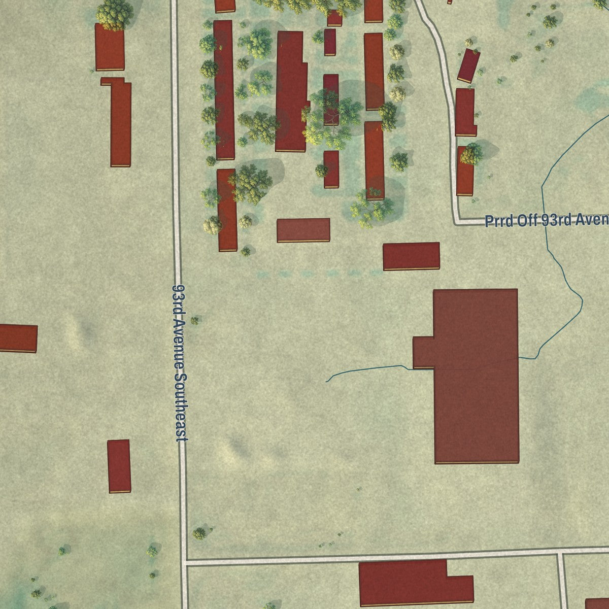 Close-up of the map of Maple River Colony, North Dakota print showing street and building detail