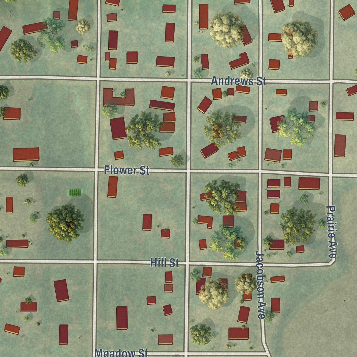 Close-up of the map of Max, North Dakota print showing street and building detail