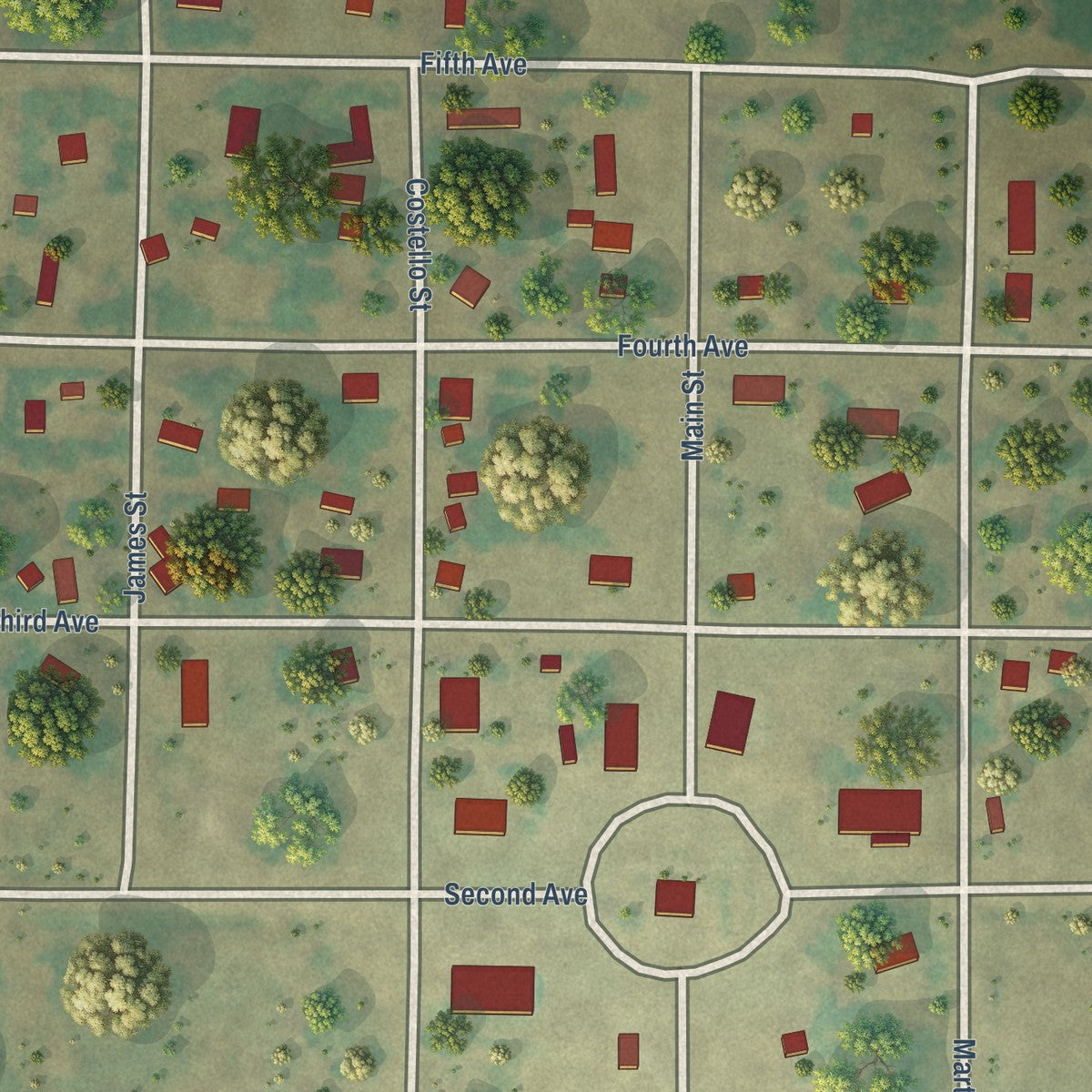 Close-up of the map of Maxbass, North Dakota print showing street and building detail