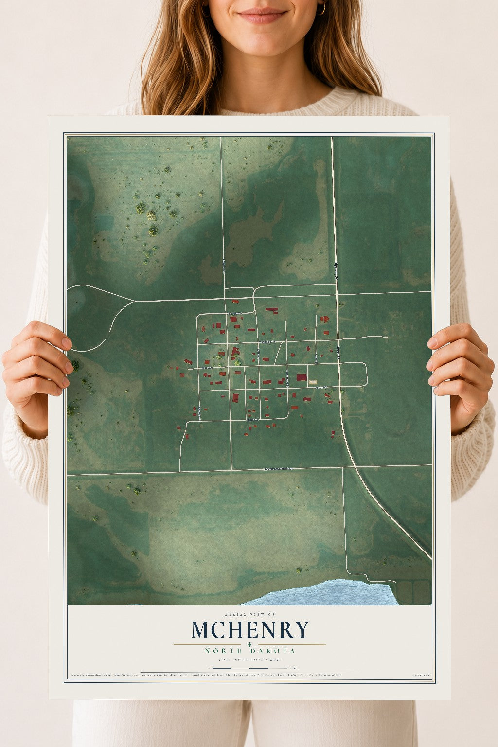 Map of McHenry, North Dakota, 18 x 24 inch unframed archival matte print