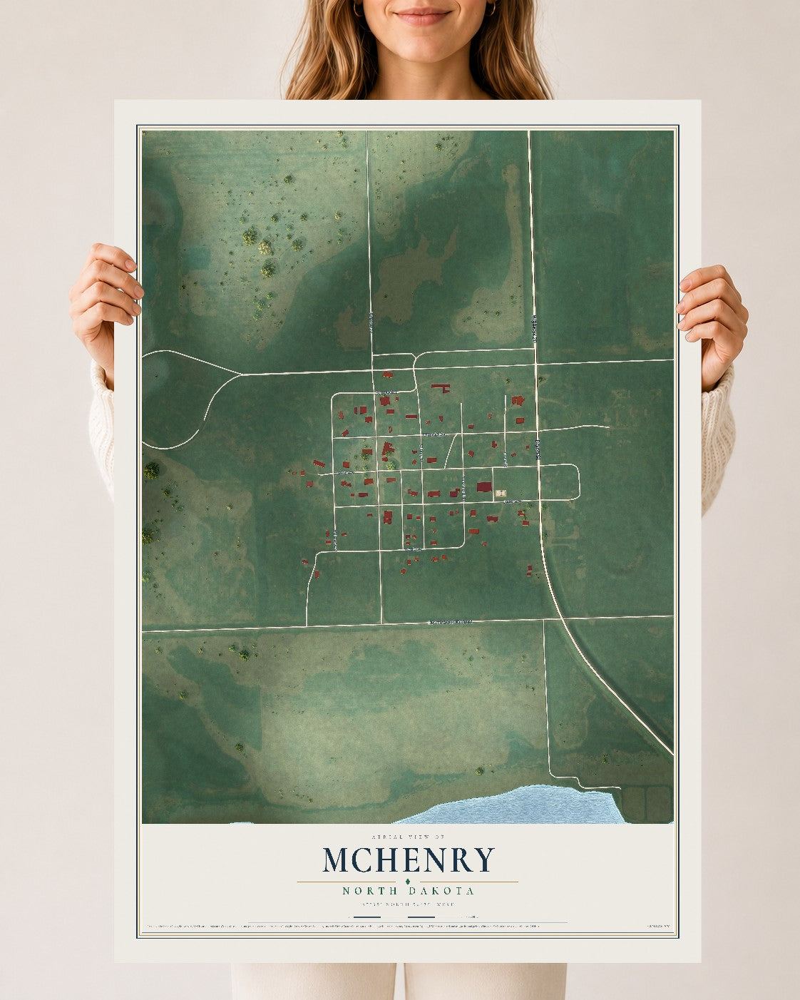 Map of McHenry, North Dakota, 24 x 36 inch unframed archival matte print