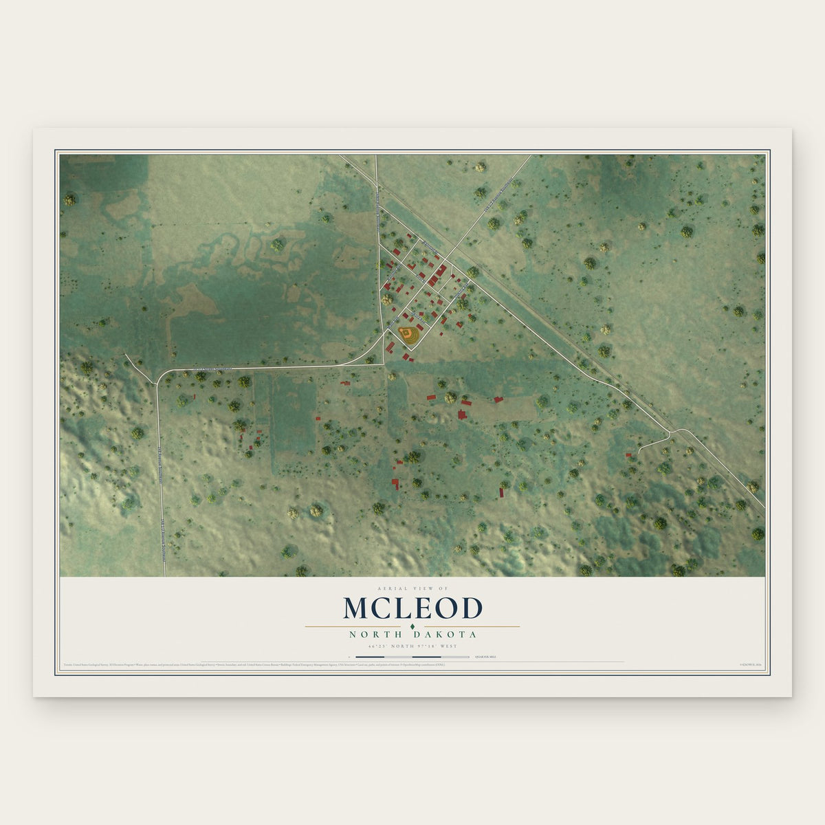 McLeod, North Dakota map print, the full design