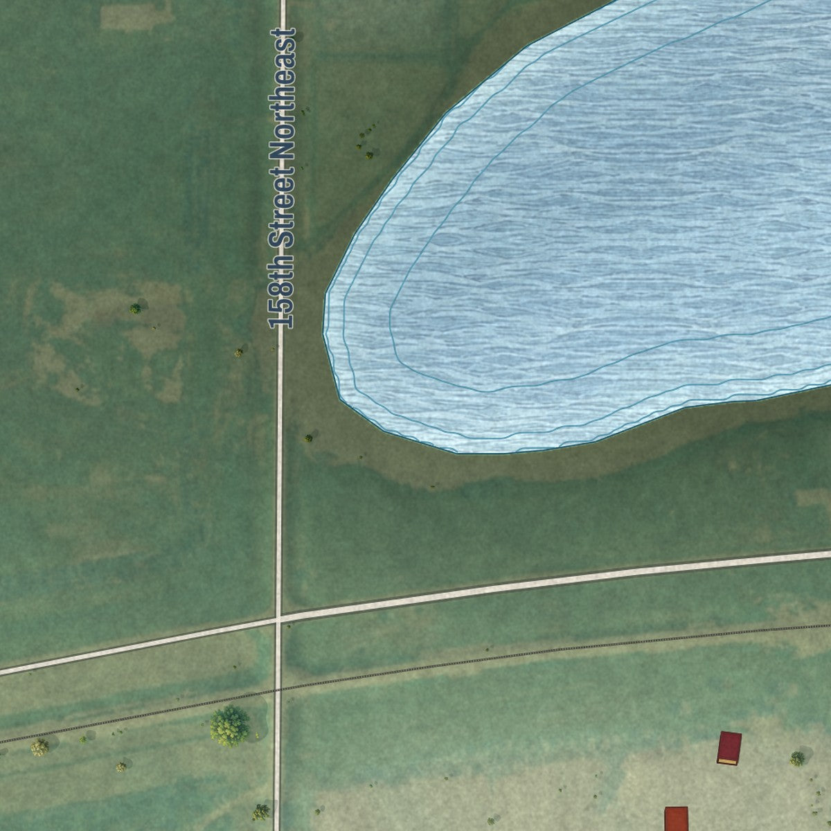 Close-up of the map of Menoken, North Dakota print showing street and building detail