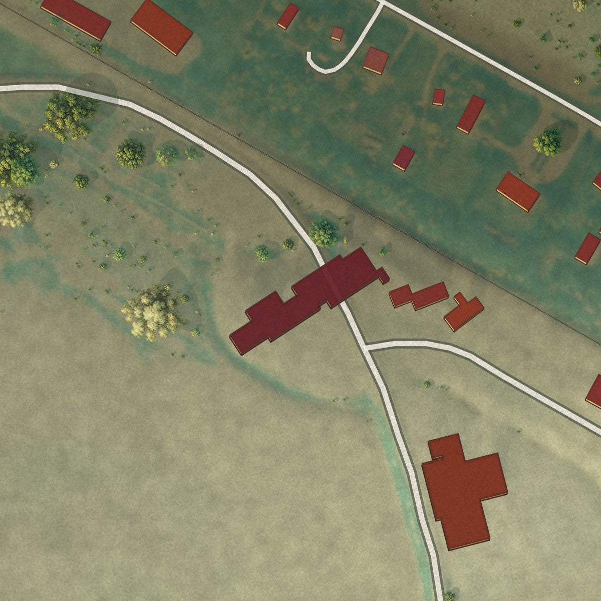 Second close-up of the map of Milton, North Dakota print showing more streets and buildings