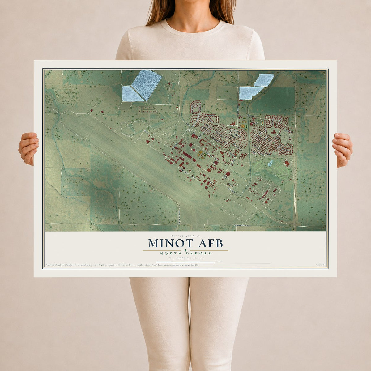 Map of Minot AFB, North Dakota, 24 x 36 inch unframed archival matte print