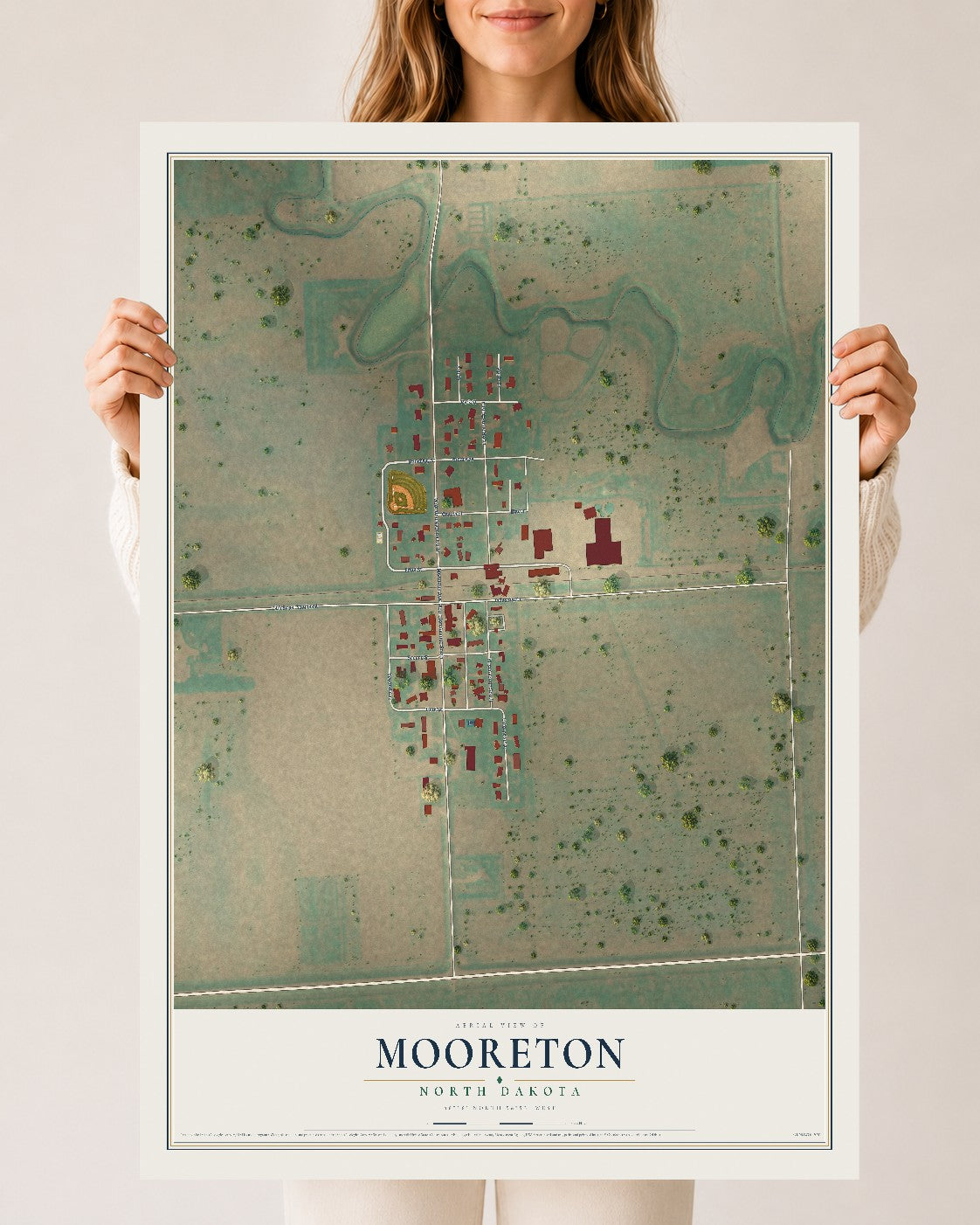 Map of Mooreton, North Dakota, 24 x 36 inch unframed archival matte print