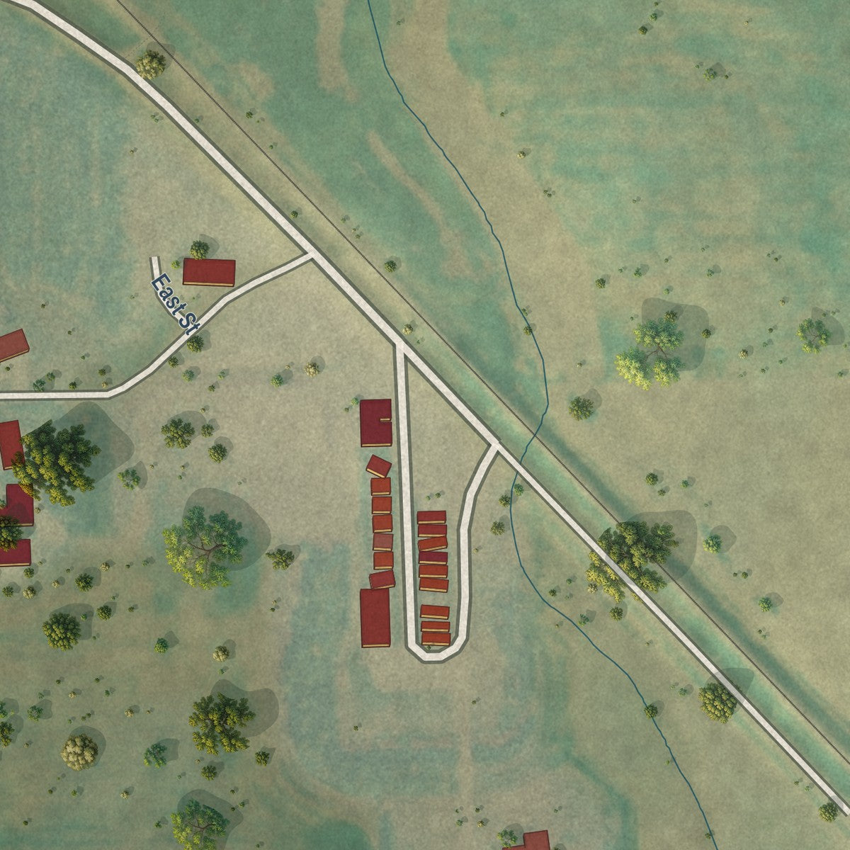 Second close-up of the map of Munich, North Dakota print showing more streets and buildings