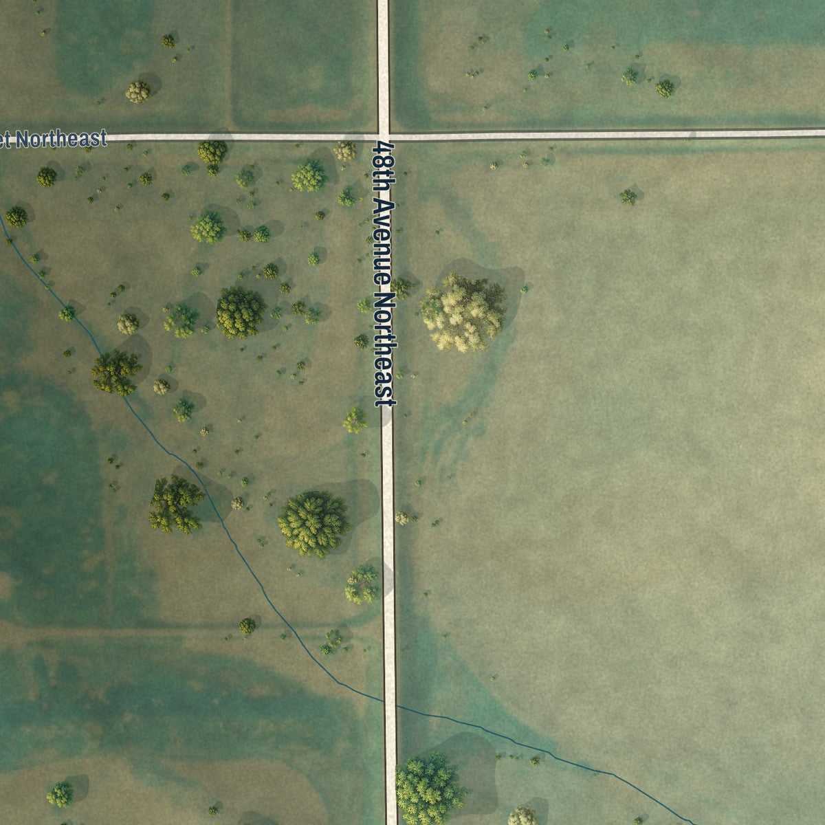 Second close-up of the map of Mylo, North Dakota print showing more streets and buildings