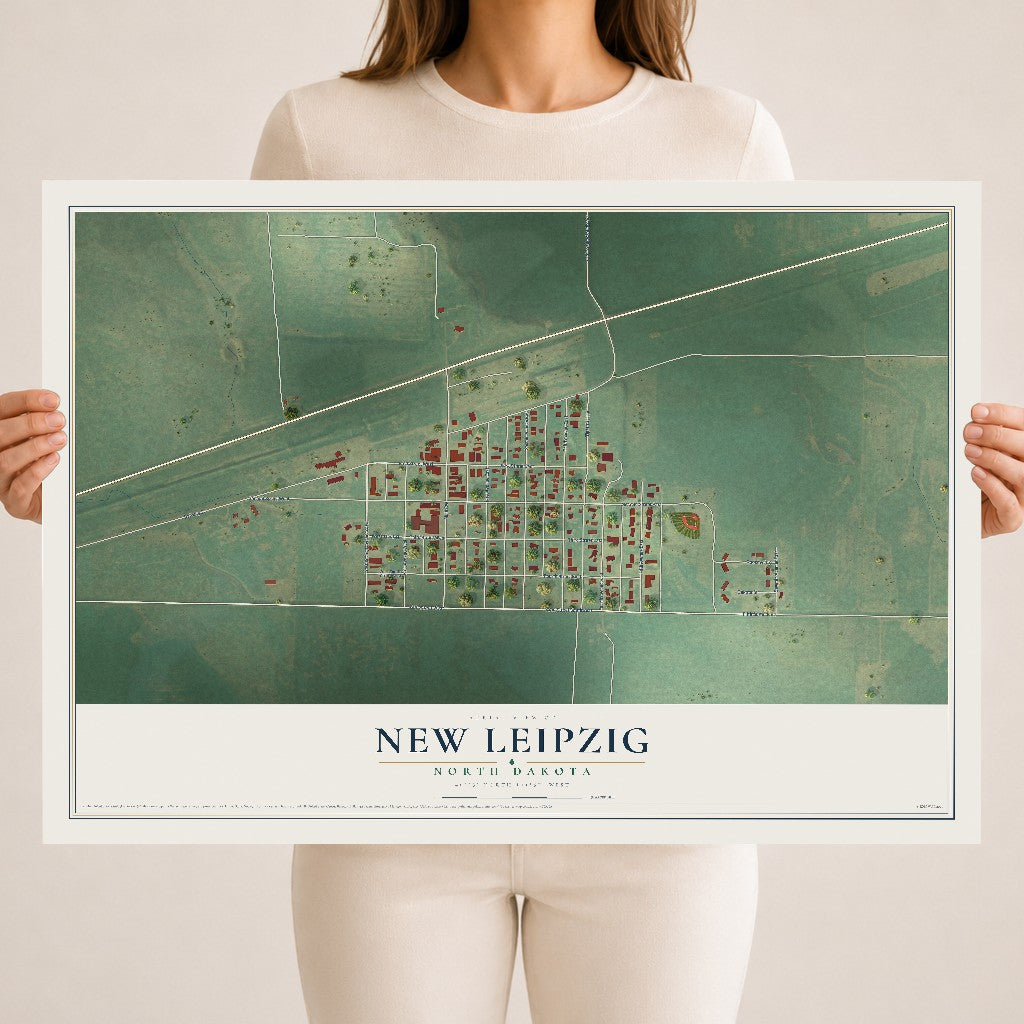Map of New Leipzig, North Dakota, 18 x 24 inch unframed archival matte print