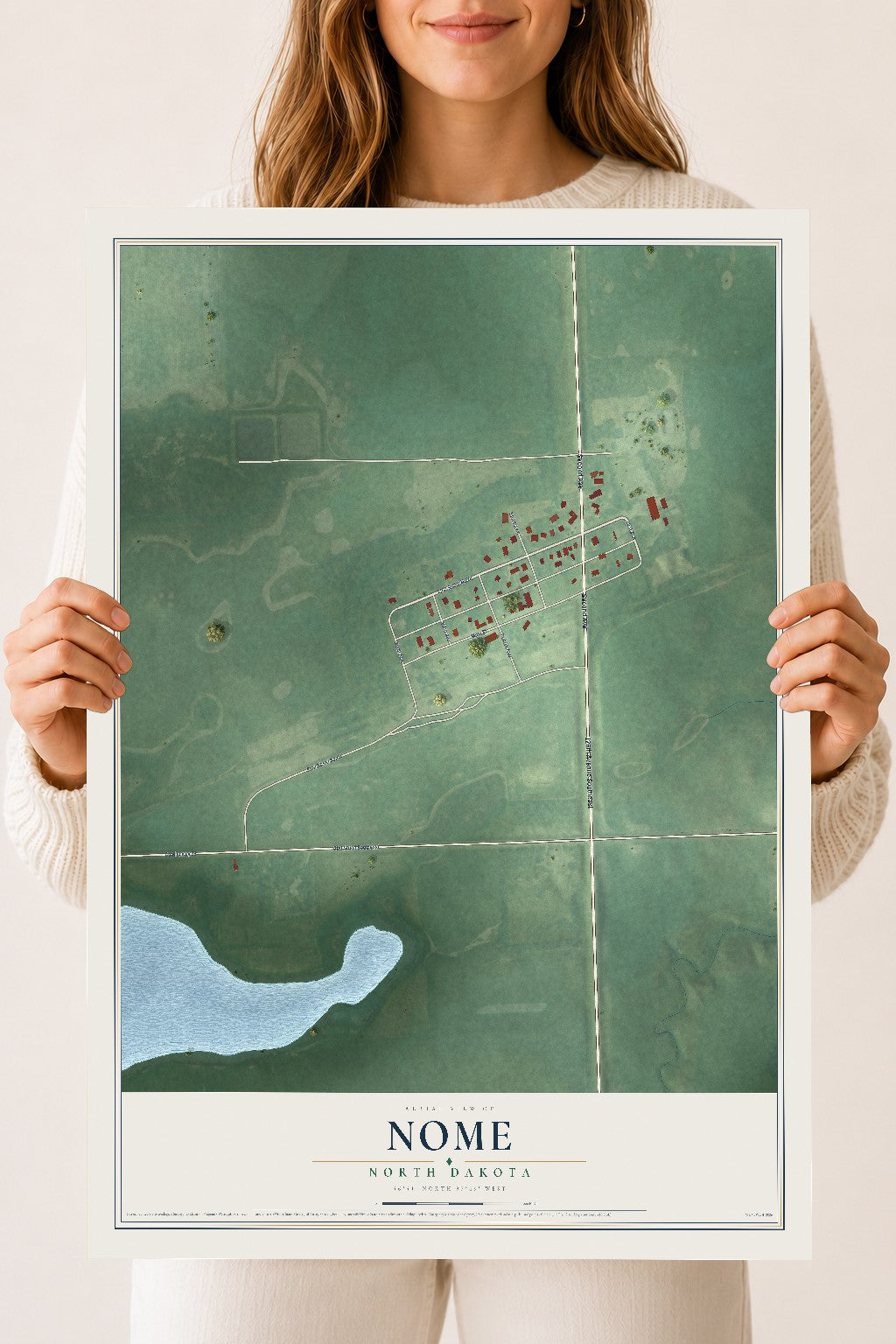 Map of Nome, North Dakota, 18 x 24 inch unframed archival matte print