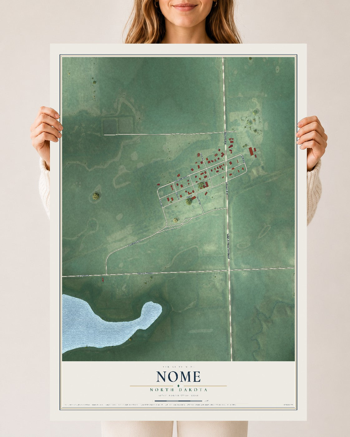 Map of Nome, North Dakota, 24 x 36 inch unframed archival matte print