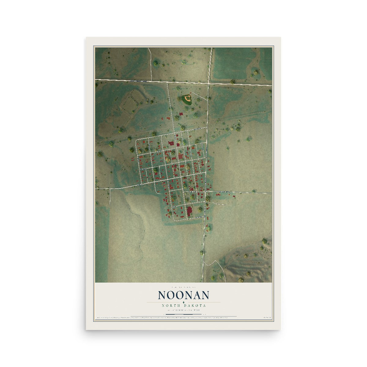 Map of Noonan, North Dakota, 12 x 18 inch unframed archival matte print