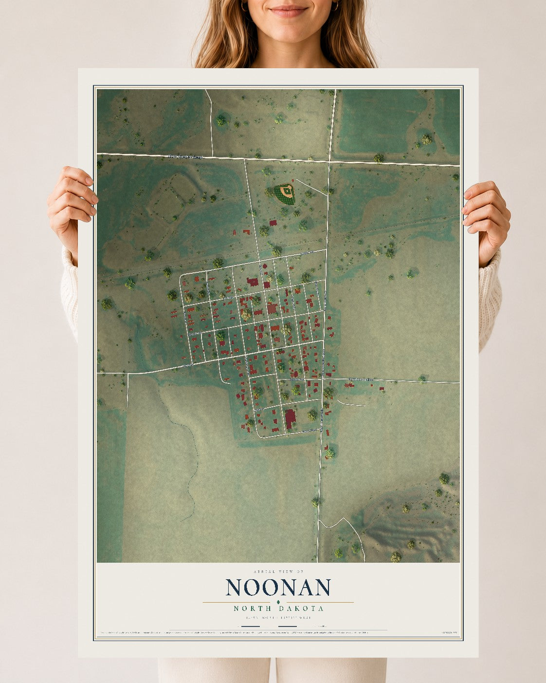 Map of Noonan, North Dakota, 24 x 36 inch unframed archival matte print