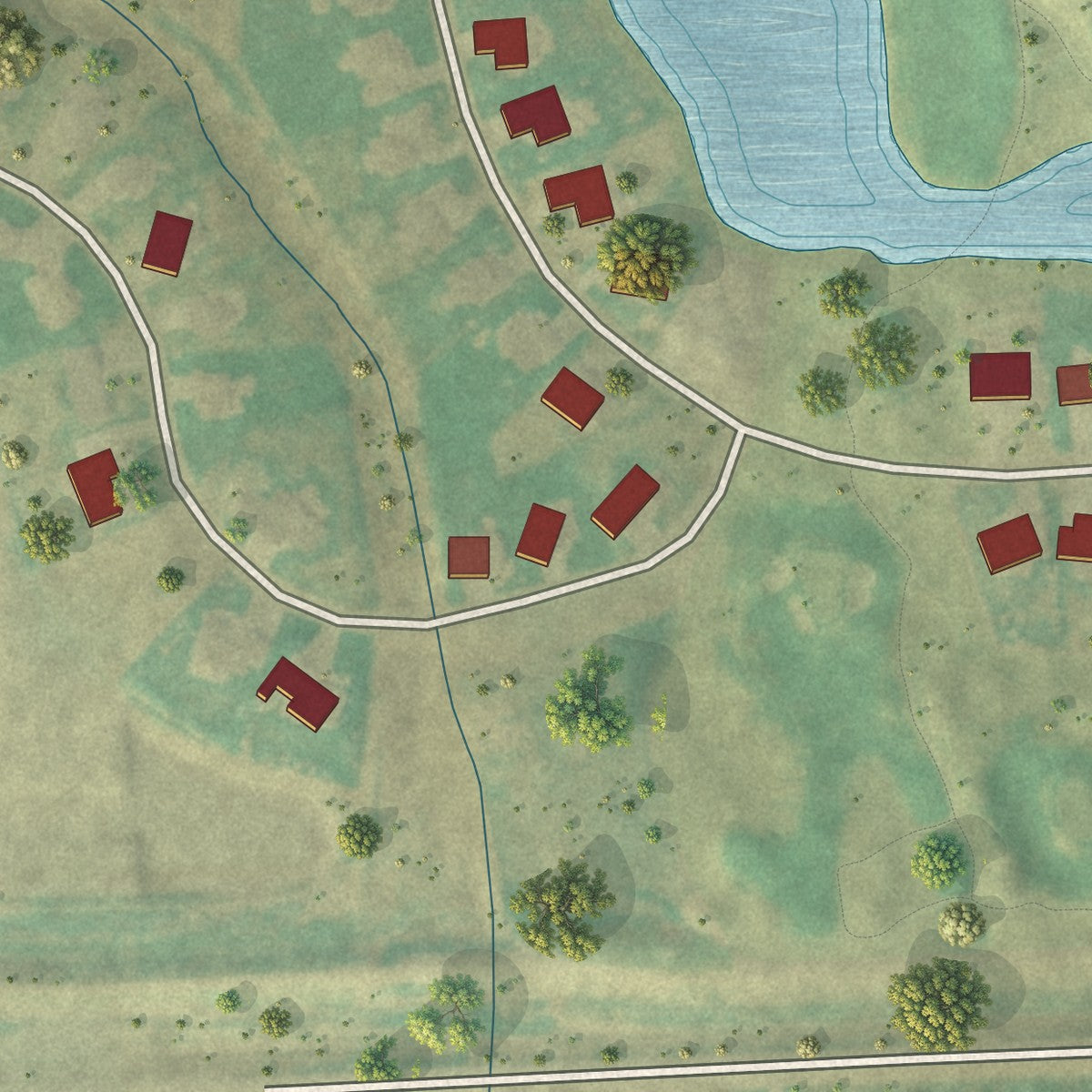 Second close-up of the map of Oxbow, North Dakota print showing more streets and buildings