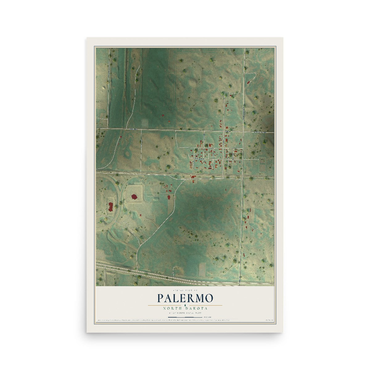 Map of Palermo, North Dakota, 12 x 18 inch unframed archival matte print