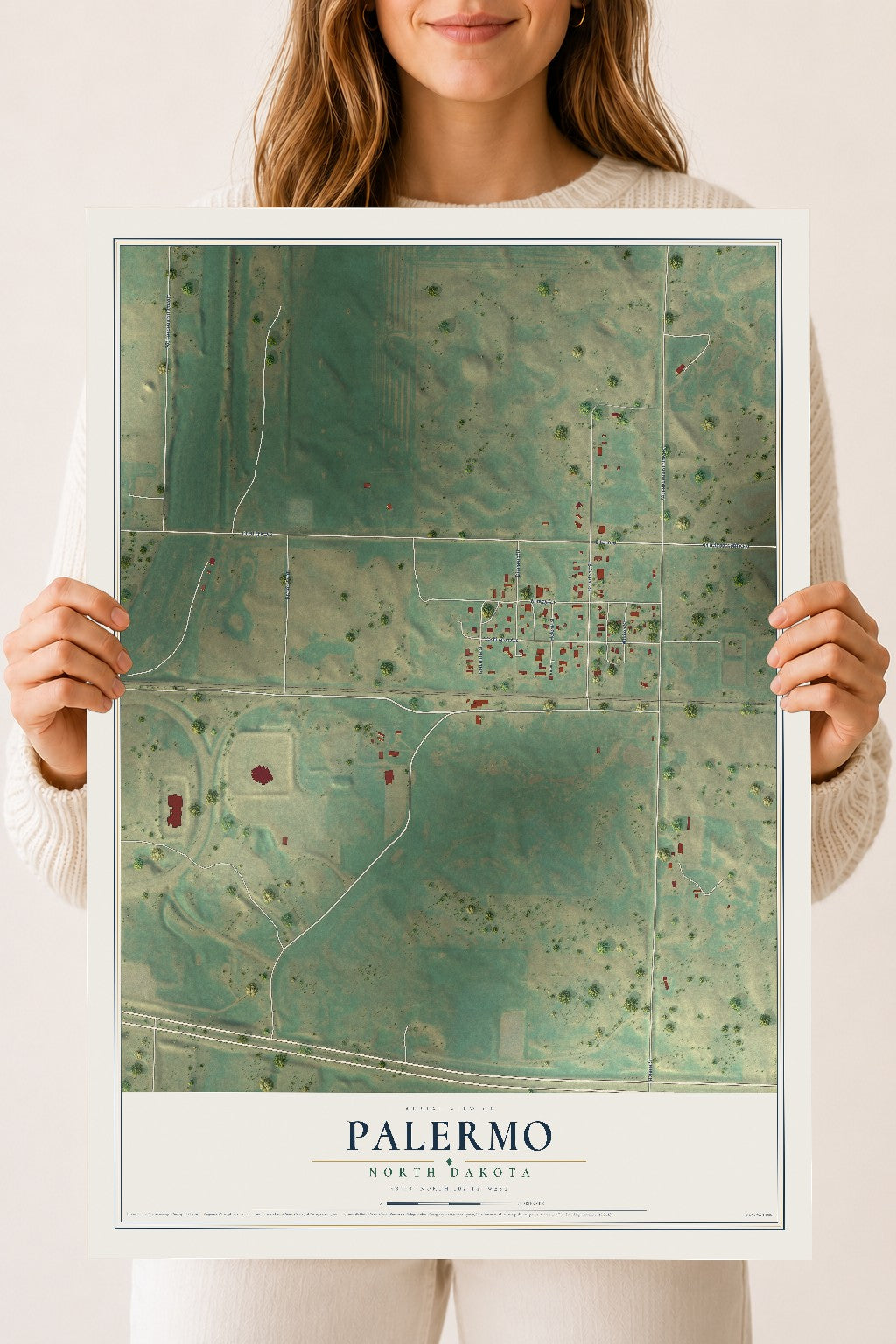 Map of Palermo, North Dakota, 18 x 24 inch unframed archival matte print