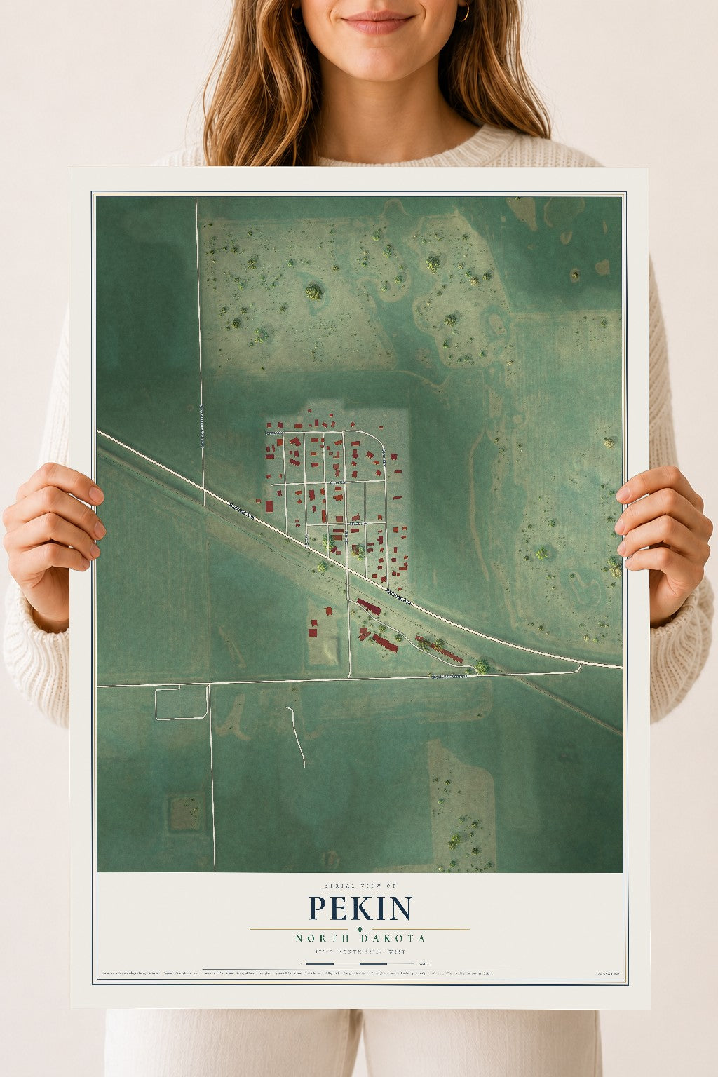 Map of Pekin, North Dakota, 18 x 24 inch unframed archival matte print
