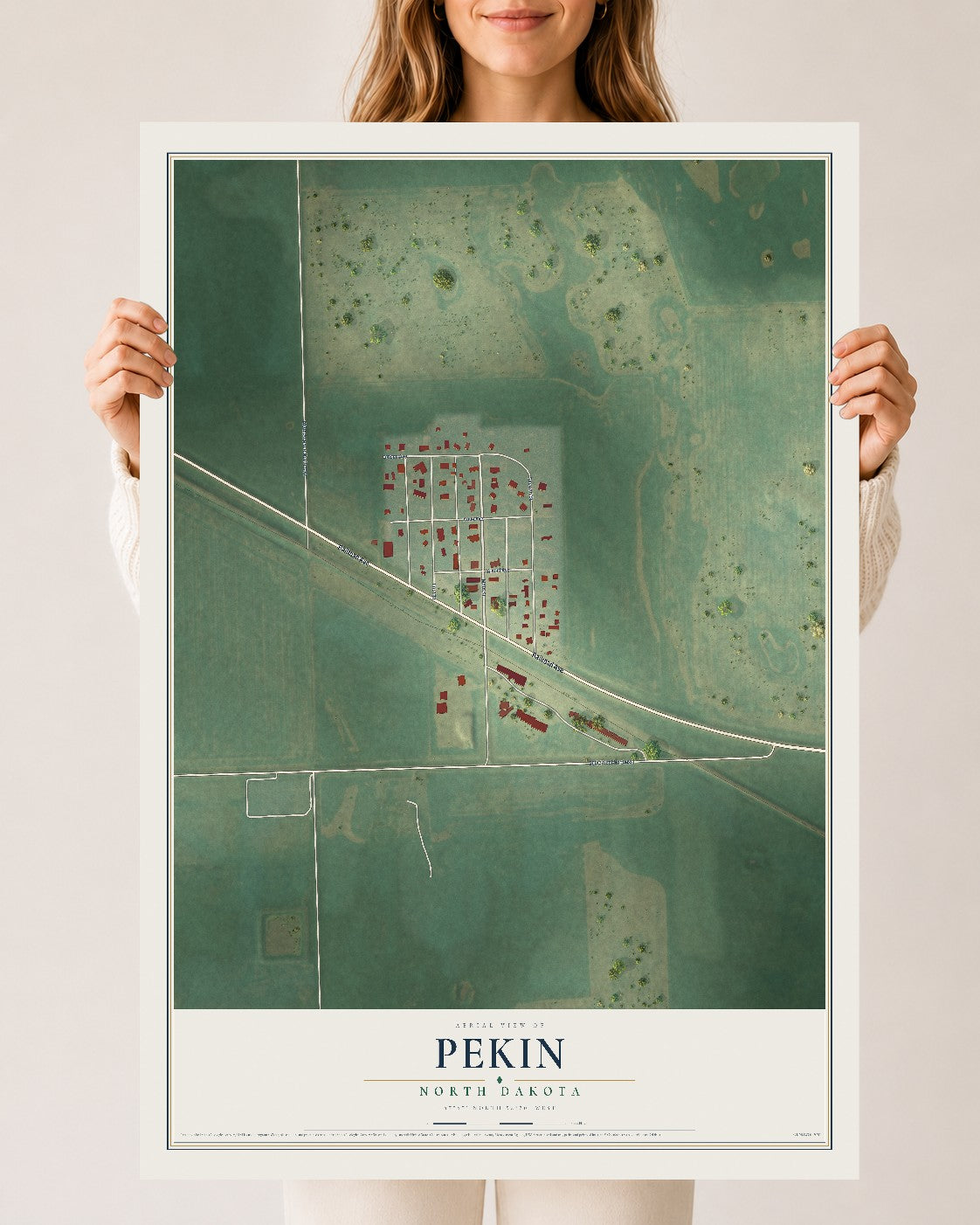 Map of Pekin, North Dakota, 24 x 36 inch unframed archival matte print
