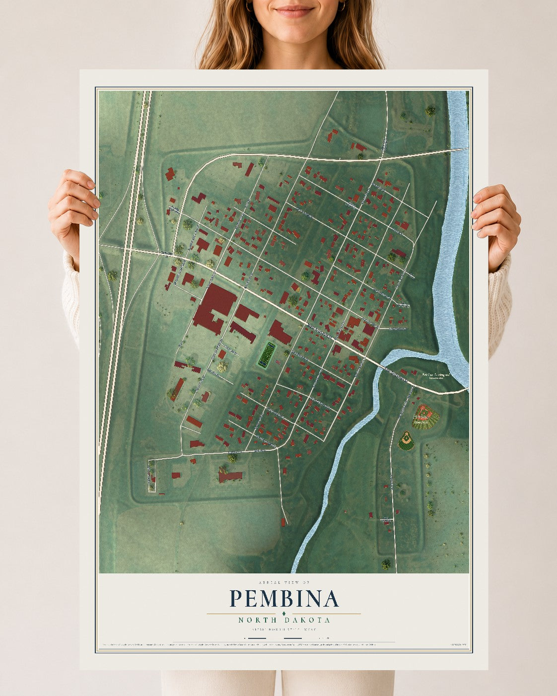Map of Pembina, North Dakota, 24 x 36 inch unframed archival matte print