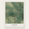 Raleigh, North Dakota map print, the full design