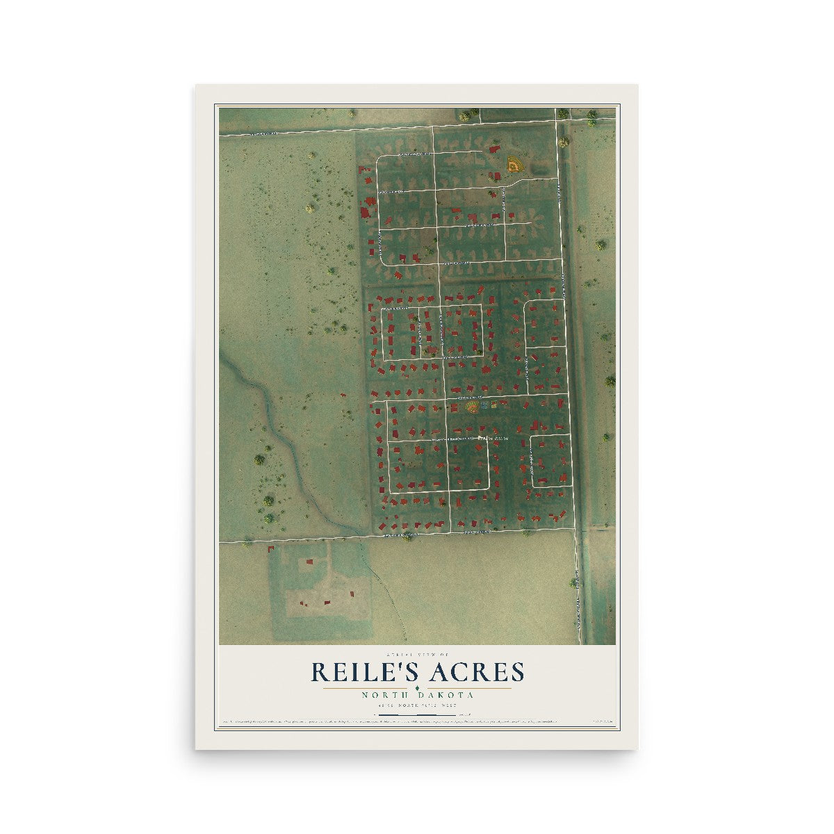Map of Reile's Acres, North Dakota, 12 x 18 inch unframed archival matte print