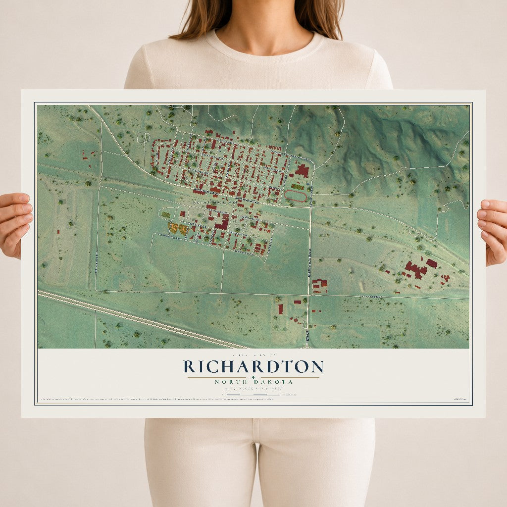 Map of Richardton, North Dakota, 18 x 24 inch unframed archival matte print